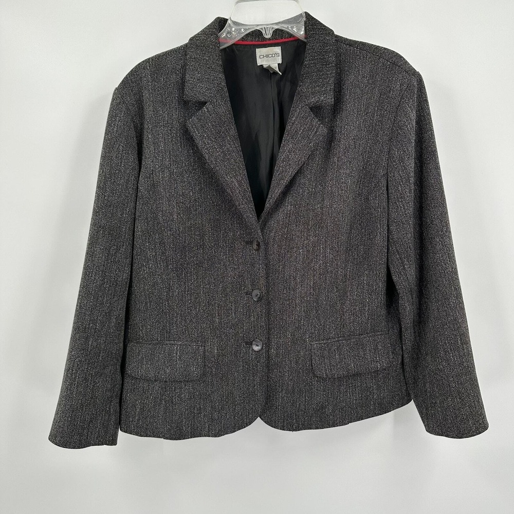 Chicos Womens Minimalist Old Money Blazer Size 3 US XL Jacket Corporate Office - Picture 1 of 7